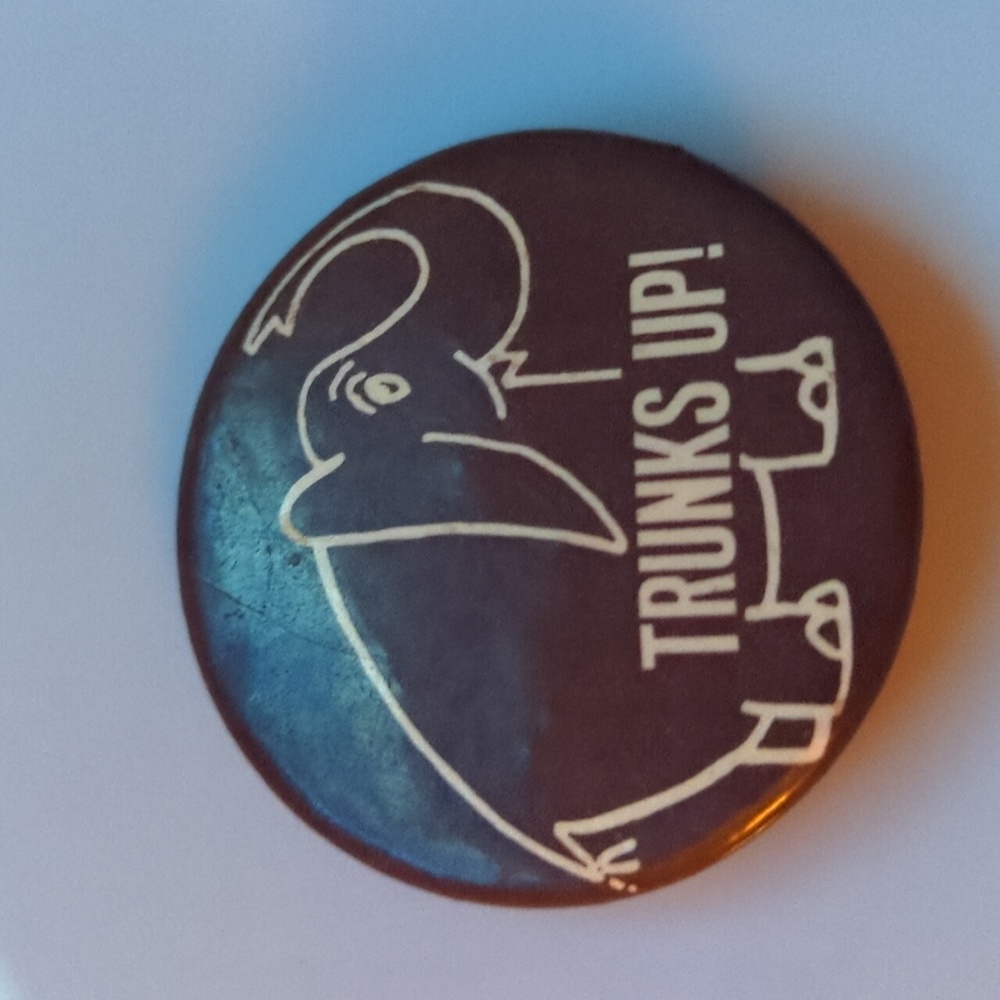 Rare vintage political pin trunks up